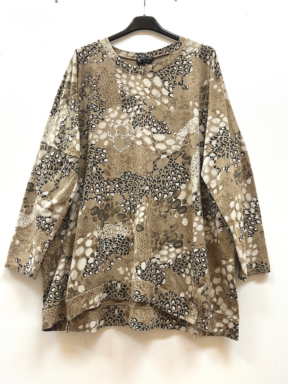 Italy made Bella Amore Blush Beige Mixed-Animal Print Pullover